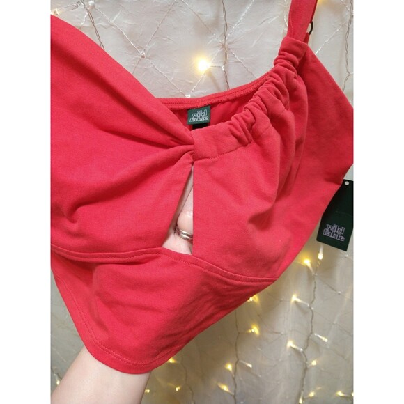WILD FABLE WOMENS XXL RED TANKINI TOP BRALETTE CROPPED BACK STRAP STRETCH SOLID - Picture 3 of 11